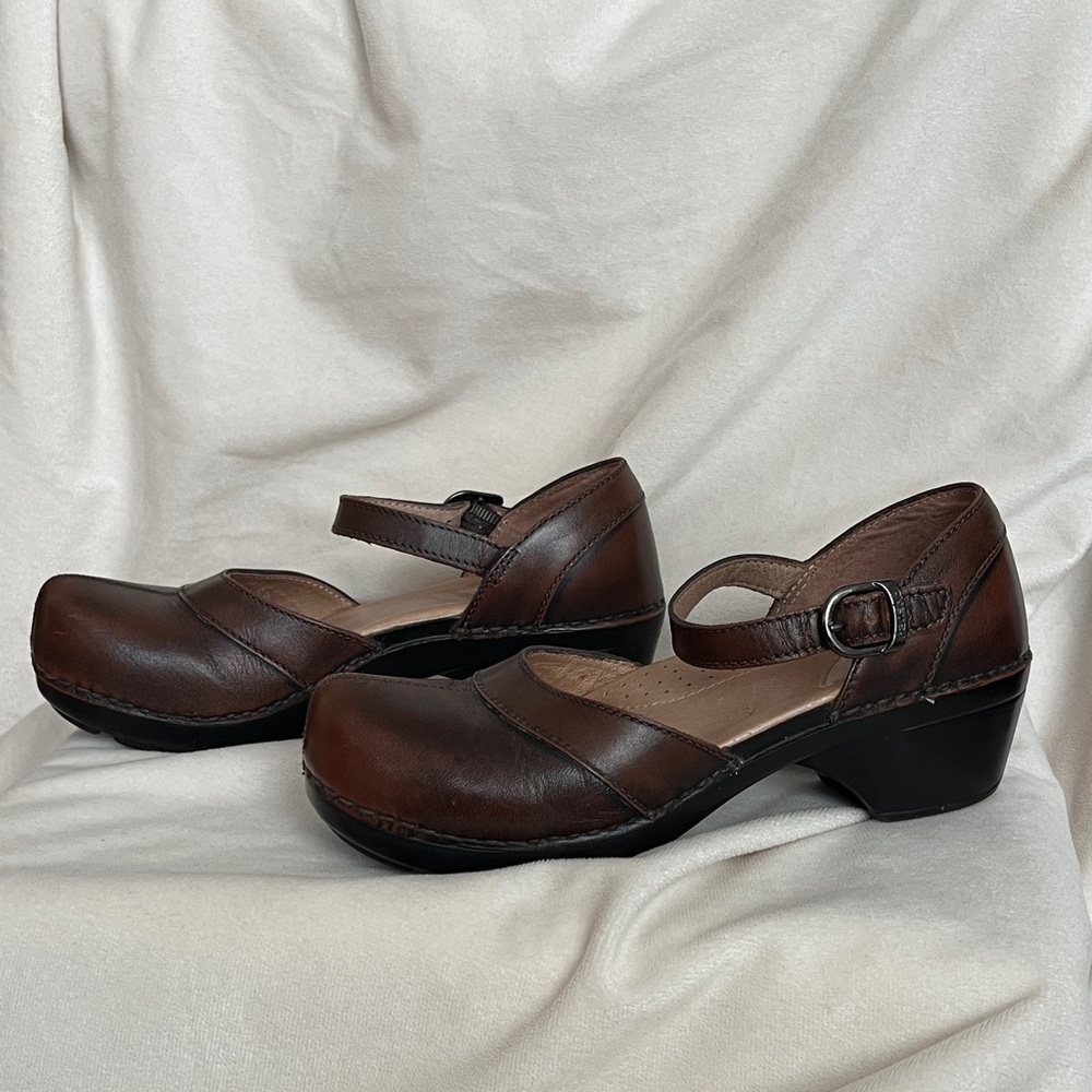 Dansko Brown Leather Mary Jane clogs